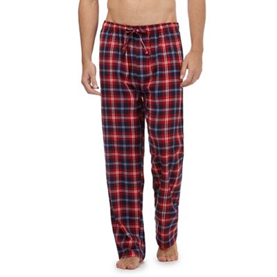 Mantaray Big and tall pack of two navy and red checked loungewear bottoms